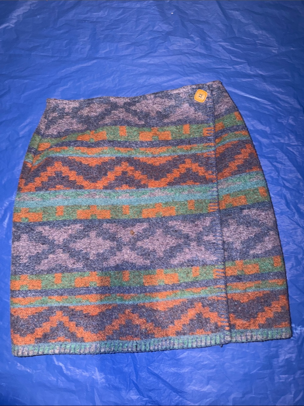Made in Italy Geometric Pattern Mini Skirt in Orange, Green & Gray
